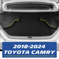 Custom-fit TPE cargo mat installed in the trunk of 2018-2024 Toyota Camry