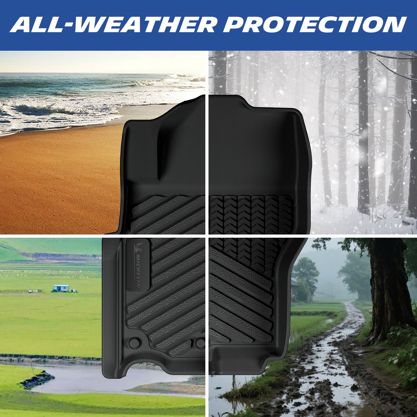Michelin all-weather TPE floor mats, all-weather protection, durable in extreme temperatures, effectively protects original vehicle carpet.