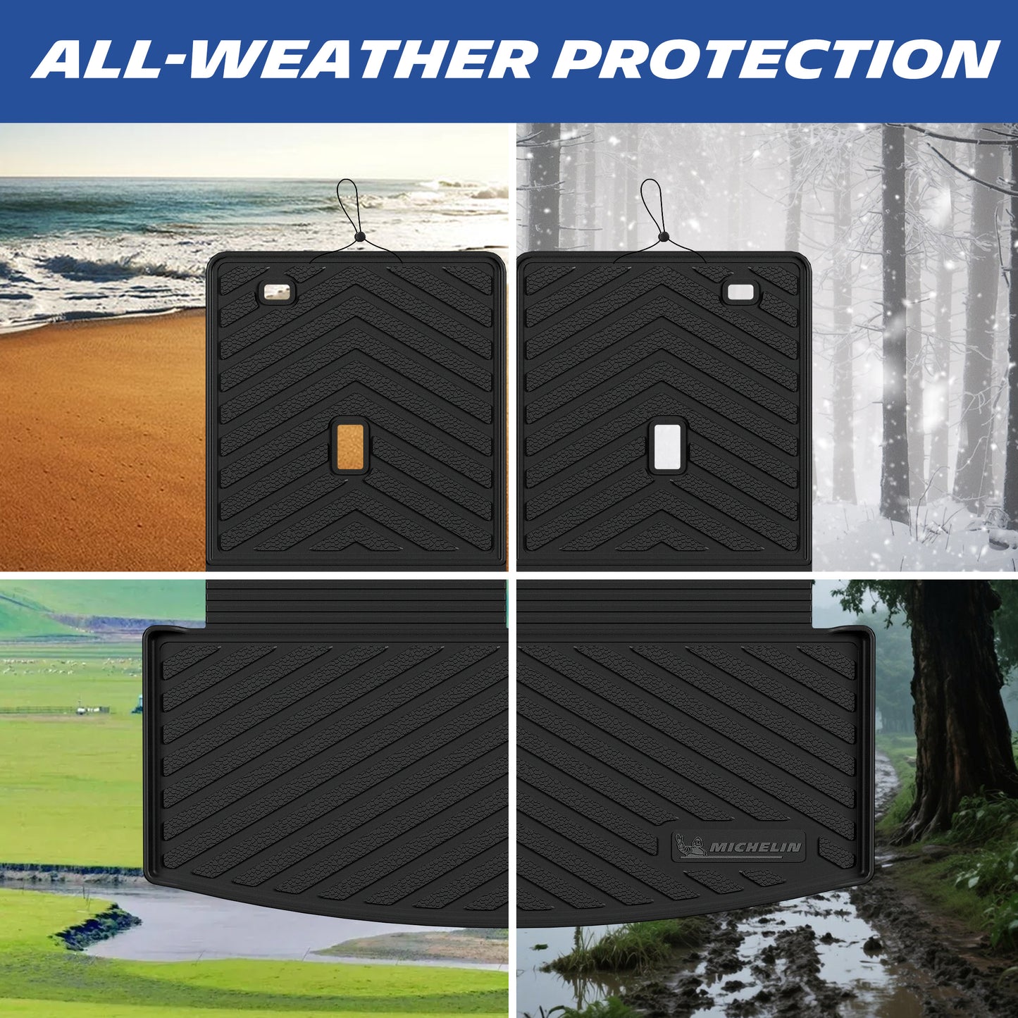 Michelin TPE floor mats deliver all-weather protection against sand, snow, mud and rain.