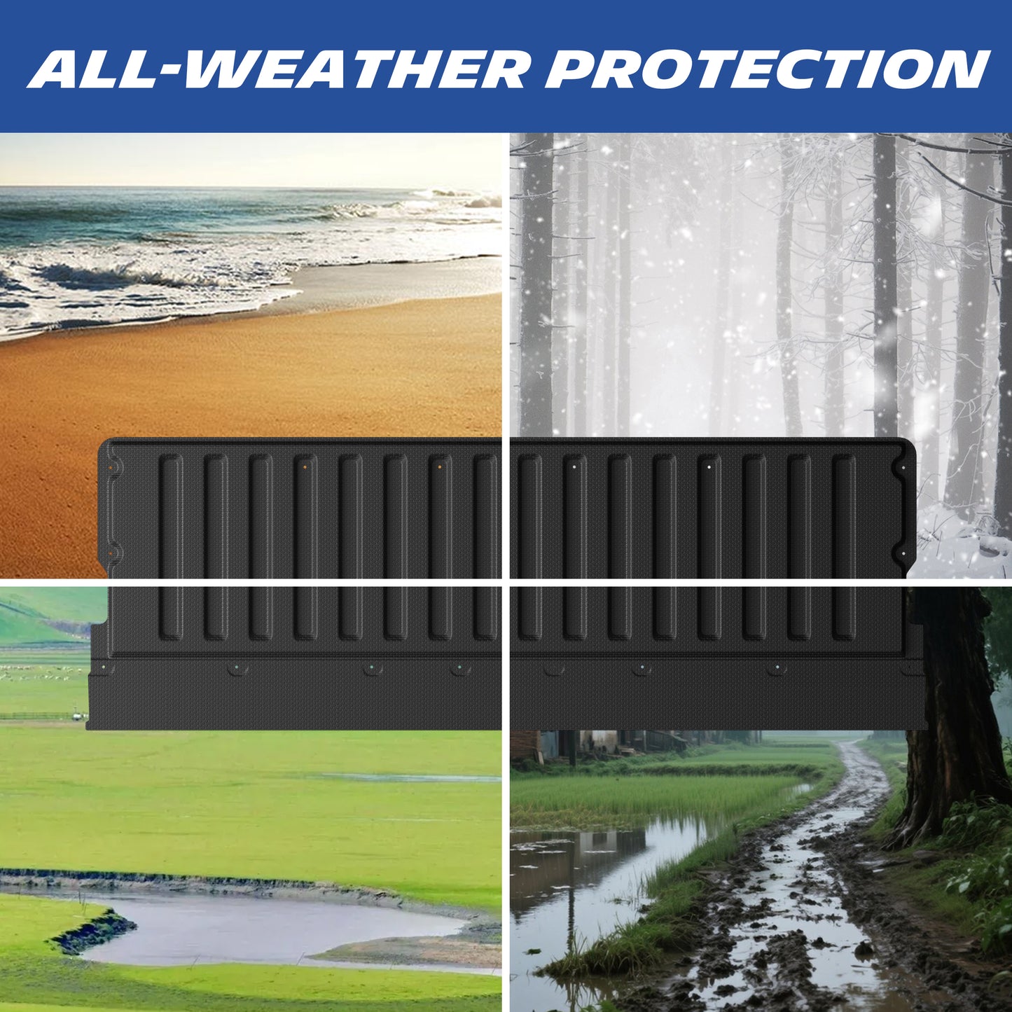Michelin Truck Tailgate Protector for 2005-2023 Toyota Tacoma, All-Weather Tailgate Mat, Custom Fit, TPE, Pad