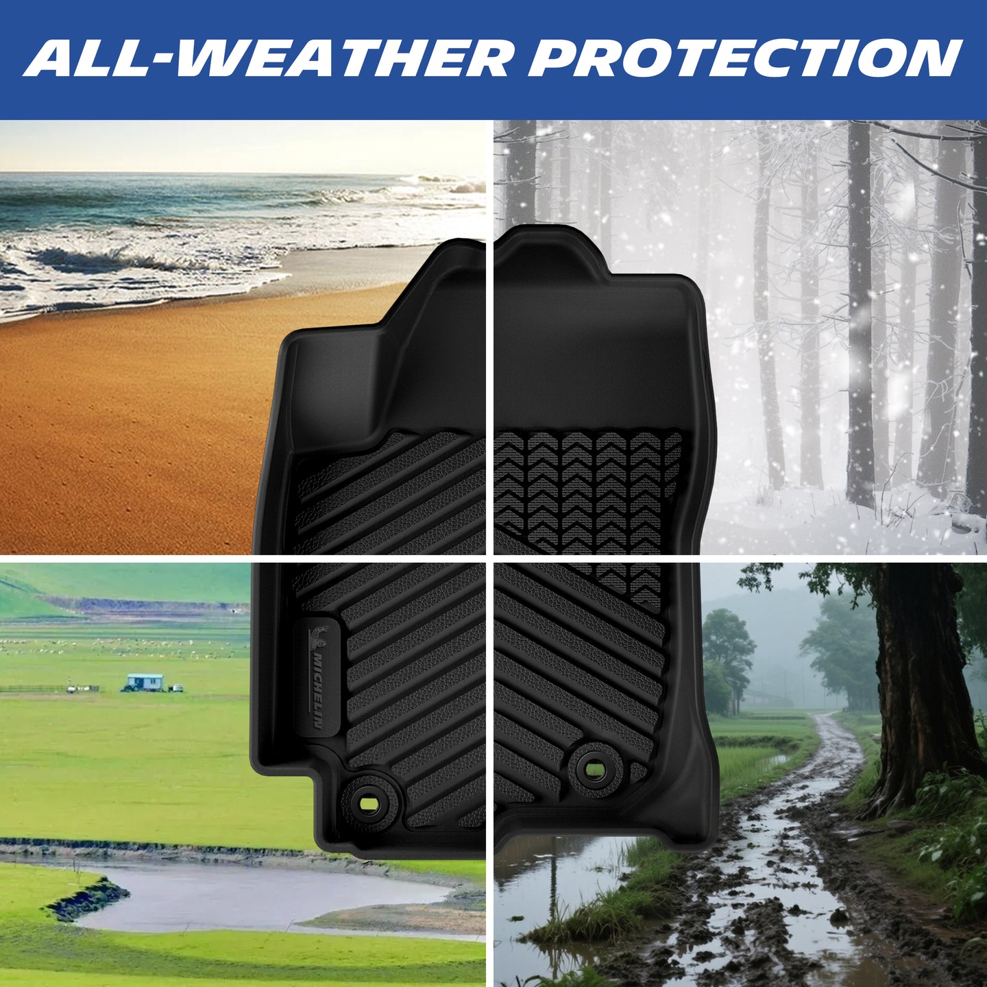 Michelin all-weather TPE floor mats, custom-designed for 2026 Toyota RAV4, perfect custom-fit for your vehicle.