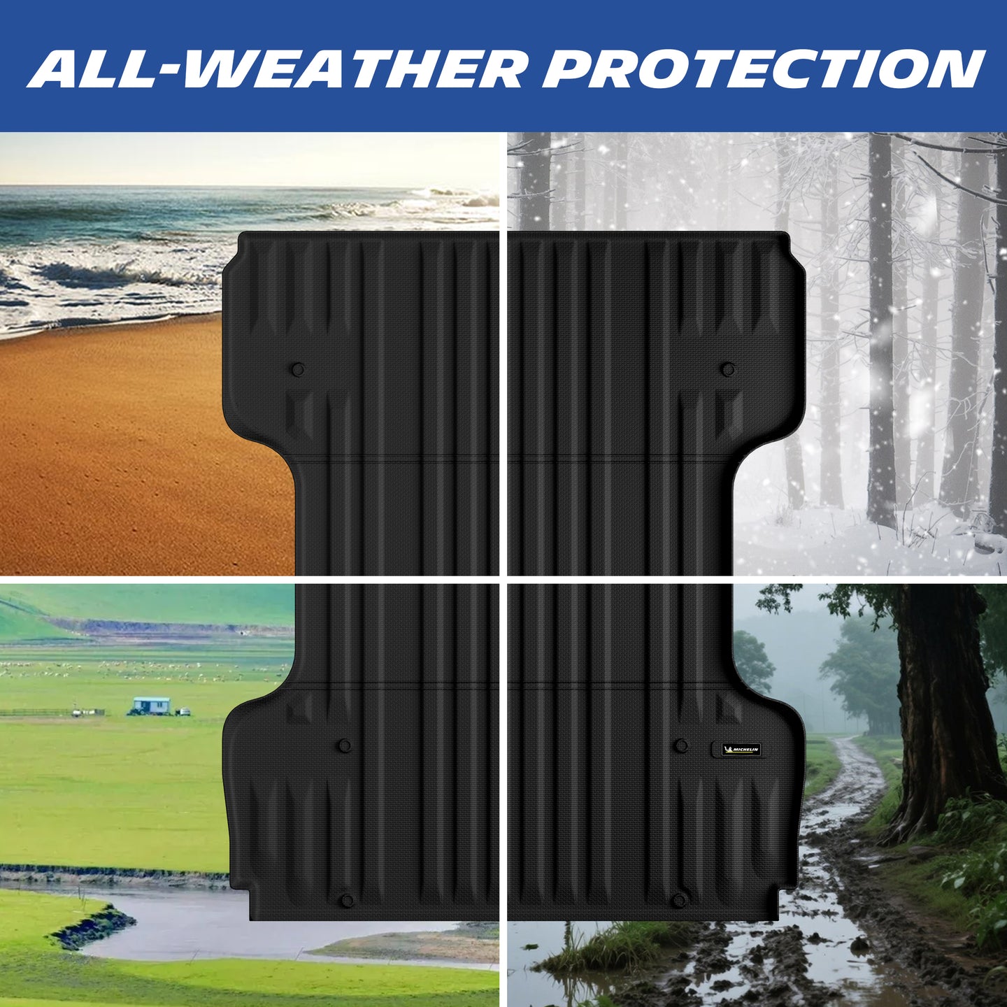 All-weather truck bed mat protection