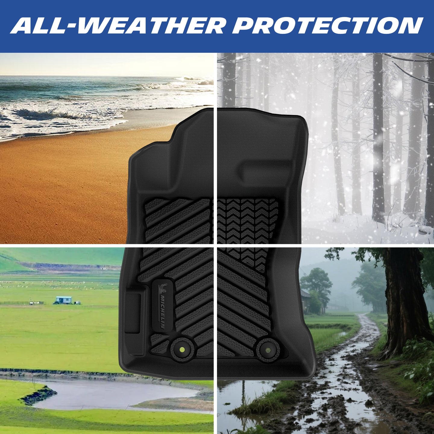 All-weather TPE floor mat suitable for sand, snow, mud and rainy outdoor conditions