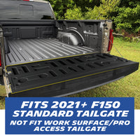 Installed tailgate mat for 2021+ Ford F‑150 standard tailgate
