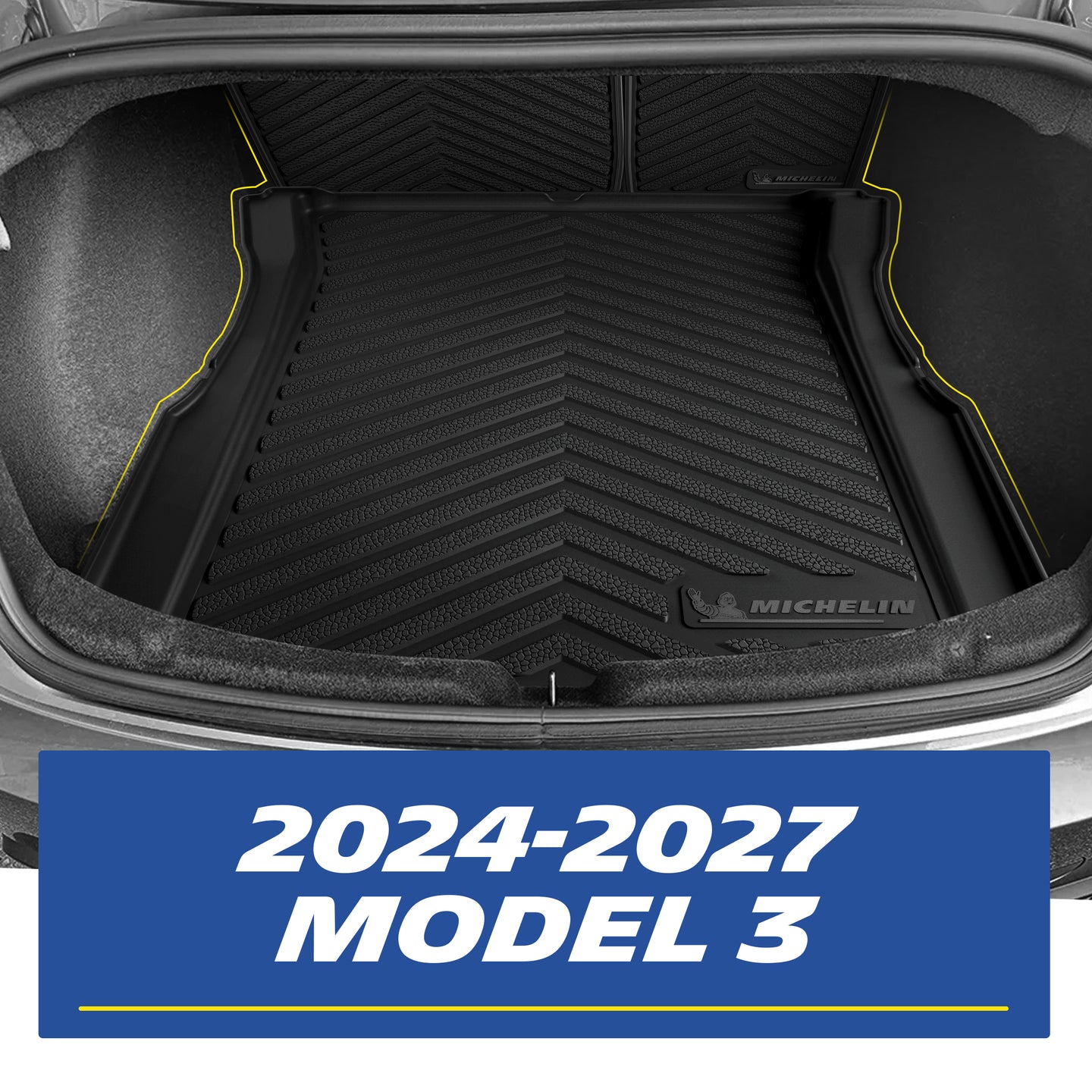 Michelin all-weather TPE floor mats, custom-designed for 2024-2027 Tesla Model 3, perfect custom-fit for your vehicle.