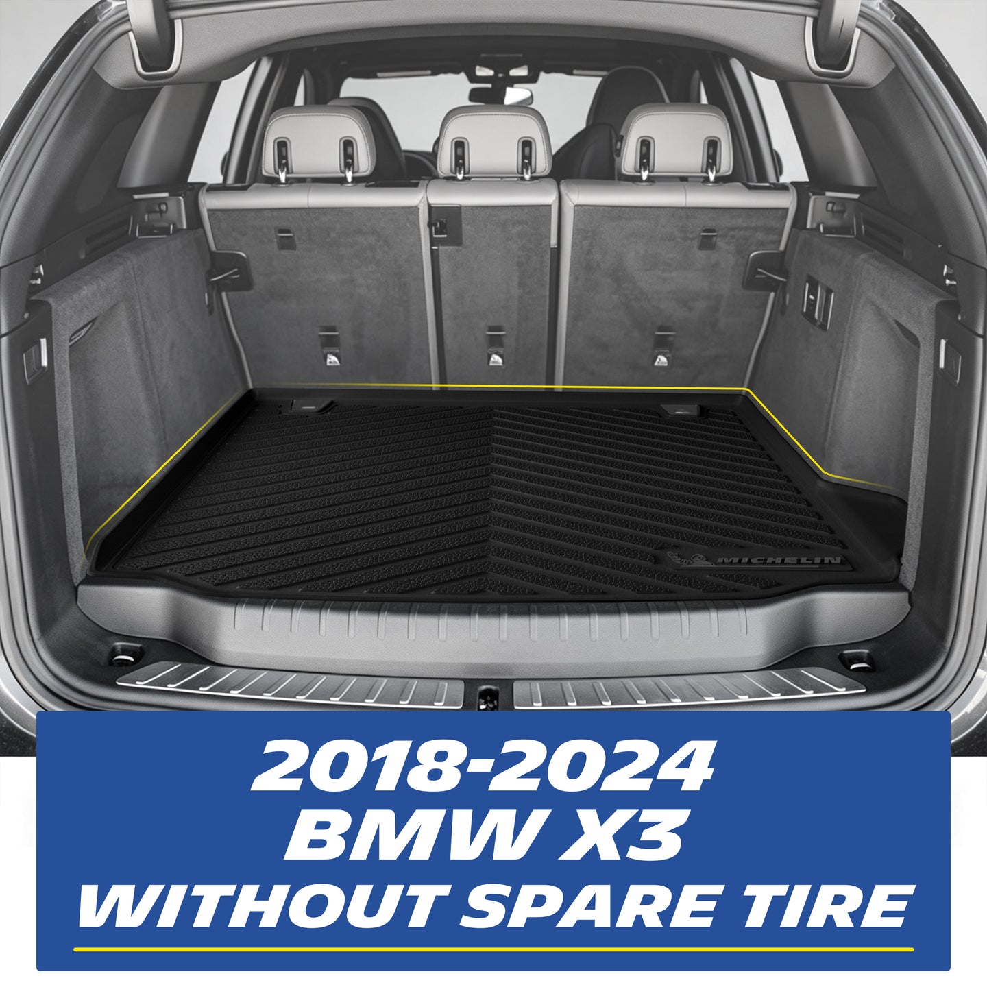 Custom trunk mat installed in 2018-2024 BMW X3 without spare tire