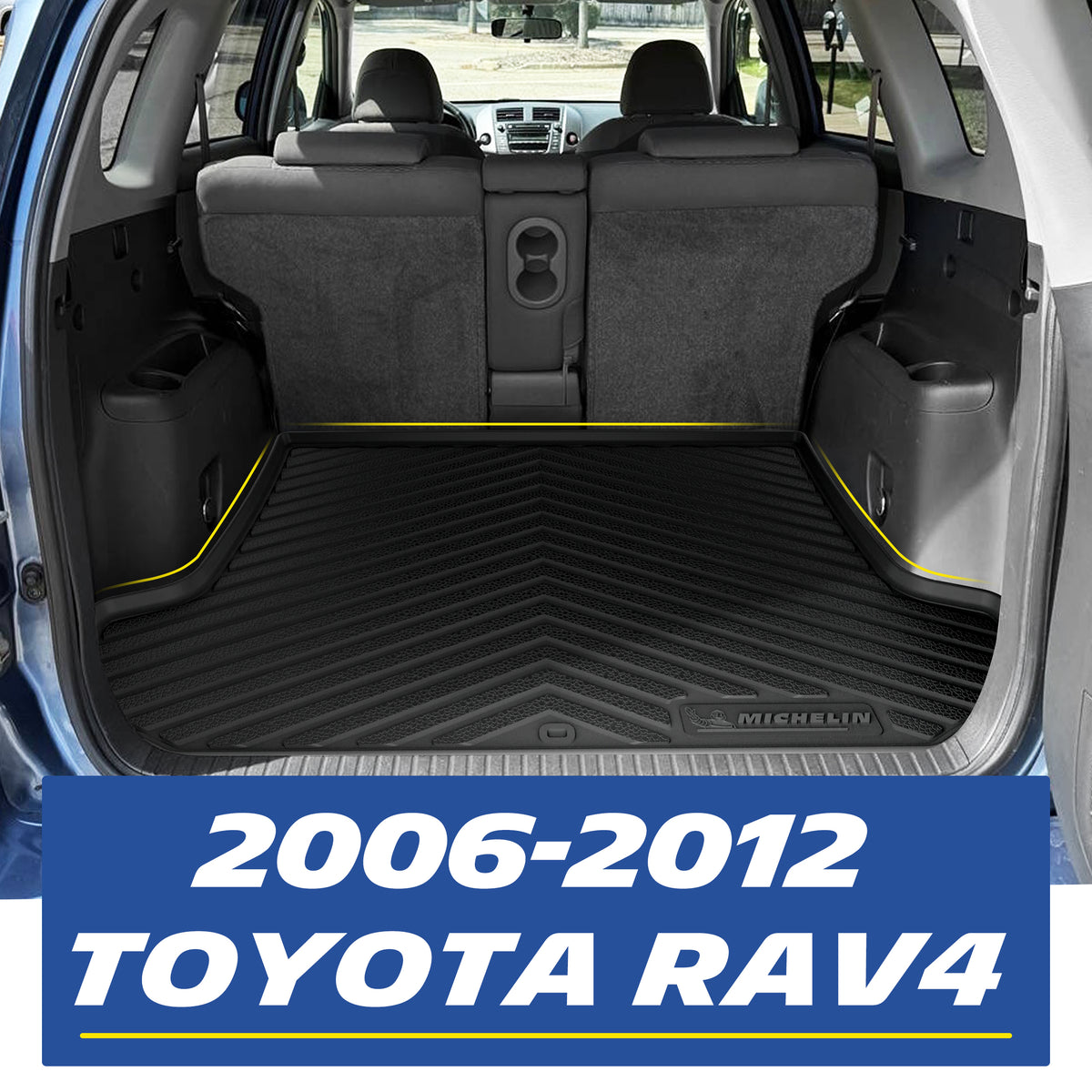Michelin all-weather TPE floor mats full set, includes driver, passenger, rear bench, and cargo mats, advanced protection for vehicles, custom-fit car mats.