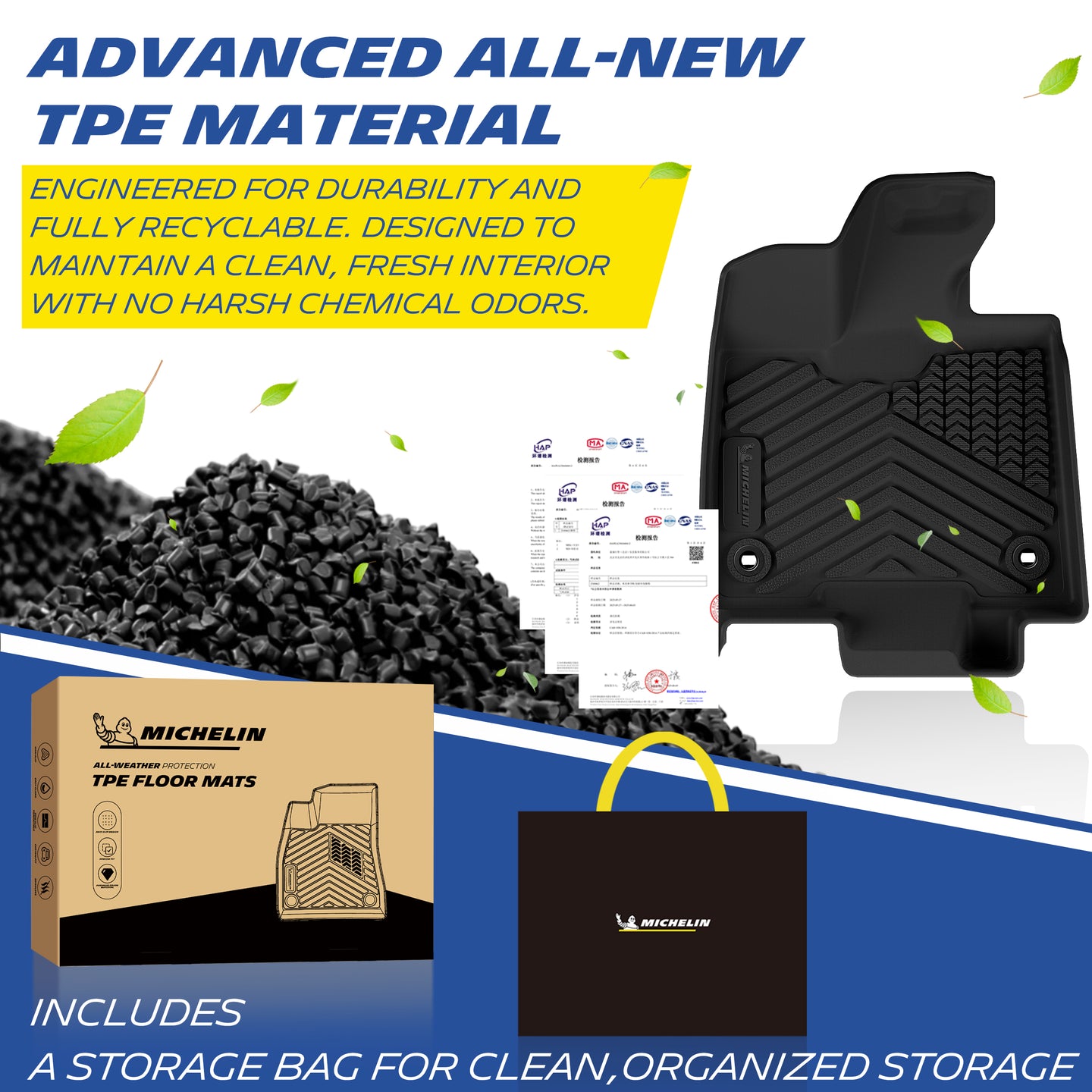 Michelin TPE all-weather floor mats, odor-free and recyclable