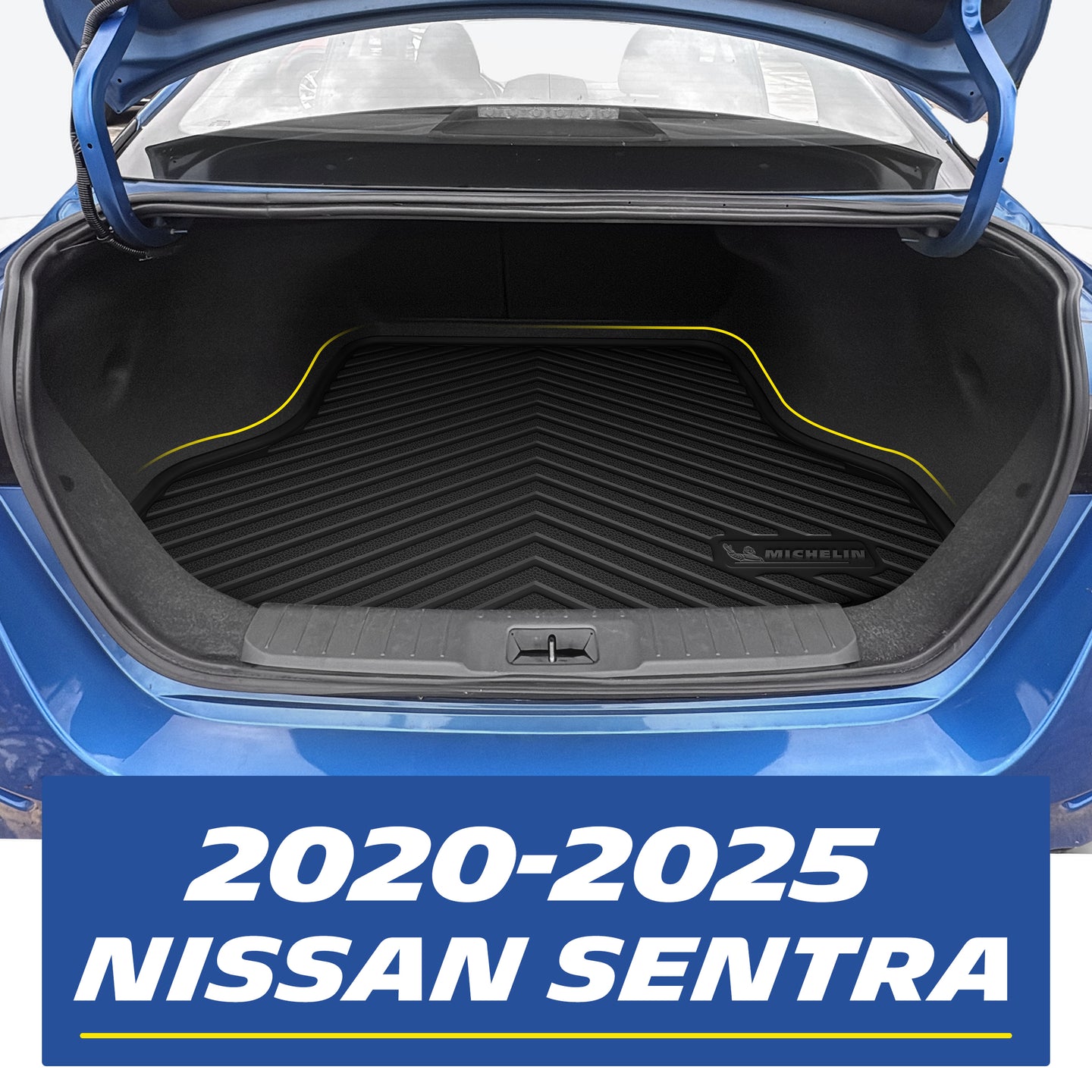 Custom Michelin TPE cargo mat installed in trunk for 2020-2025 Nissan Sentra