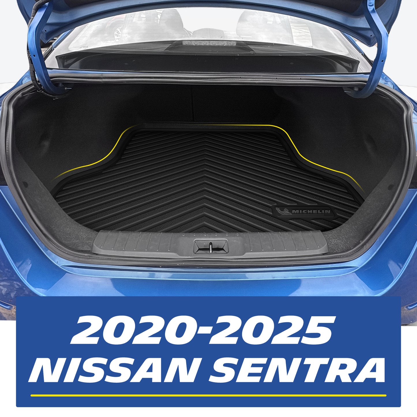 Custom Michelin TPE cargo mat installed in trunk for 2020-2025 Nissan Sentra