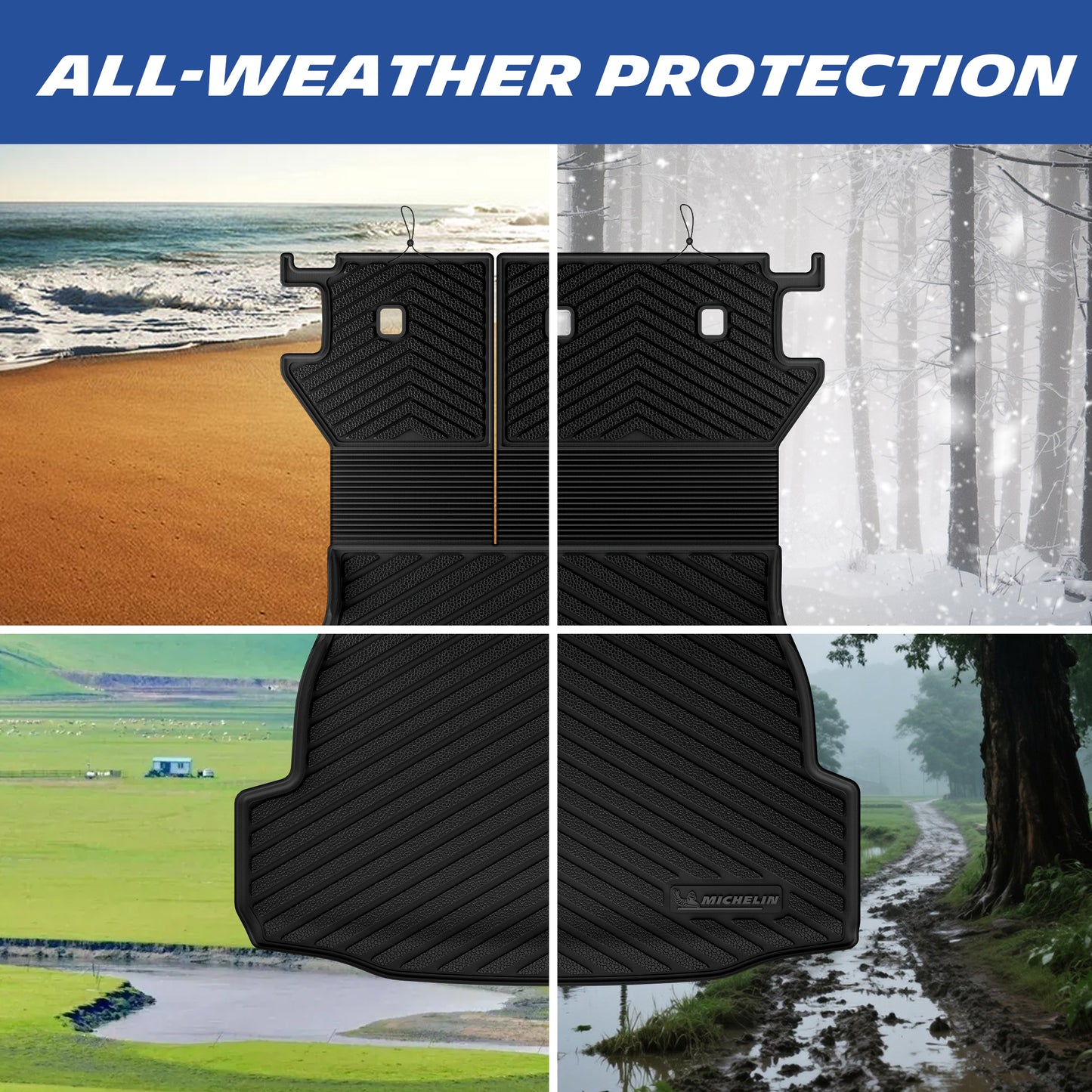 All‑weather performance for trunk mat, adapts to beach, snow, grass and muddy road conditions