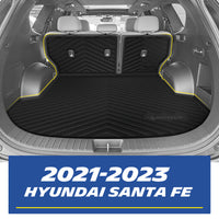 Michelin all-weather TPE cargo mat and rear seat backrest mats, fits 2021-2023 Hyundai Santa Fe gas models, trunk installation shown, custom-fit for perfect floor coverage.