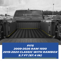 Michelin all-weather TPE truck bed mat, fits 2009-2026 RAM 1500 and 2019-2024 RAM 1500 Classic with RamBox, 5.7ft (67.4 in) bed, perfect custom-fit for your truck.