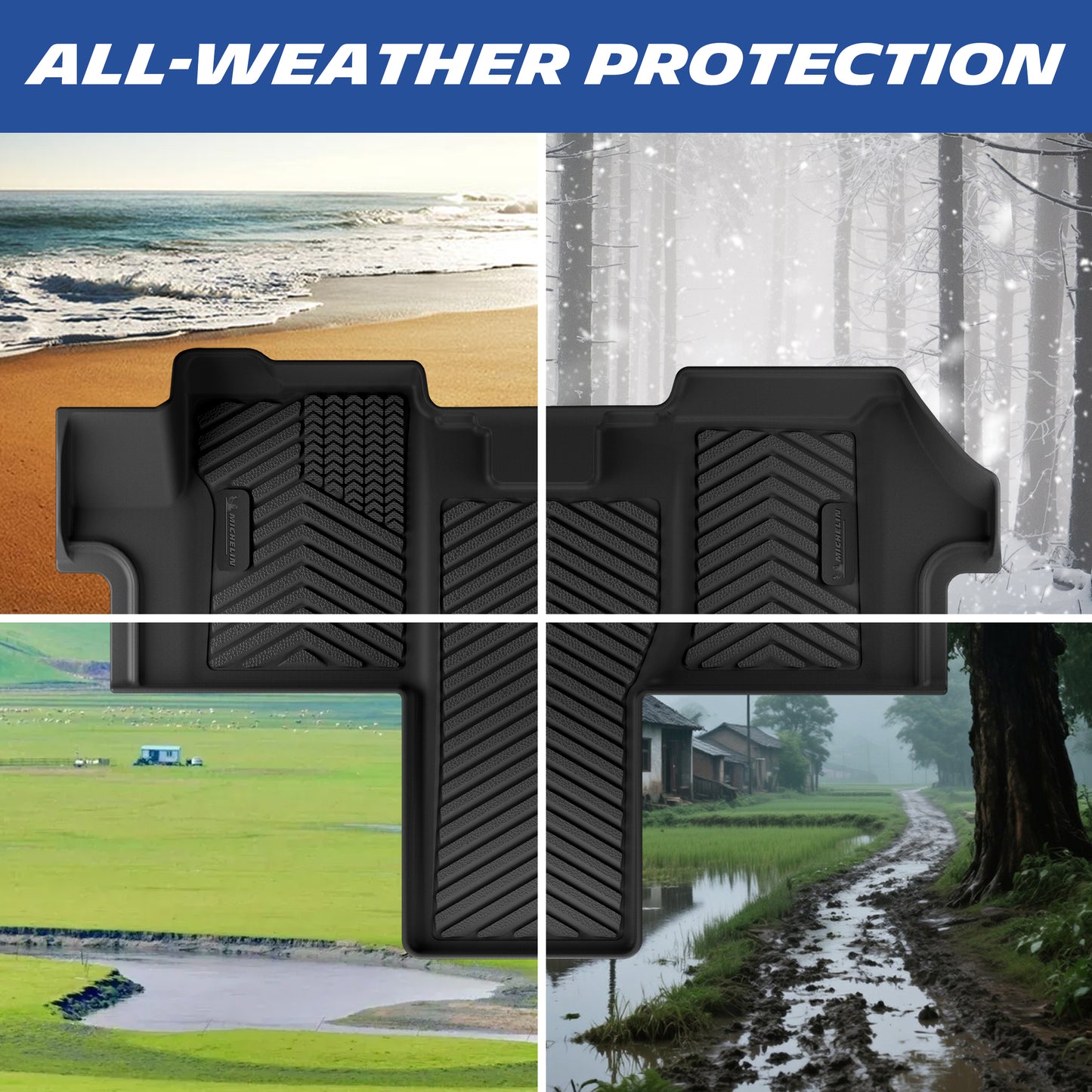 Michelin all-weather TPE floor mats, all-weather protection, durable in extreme temperatures, effectively protects original vehicle carpet.