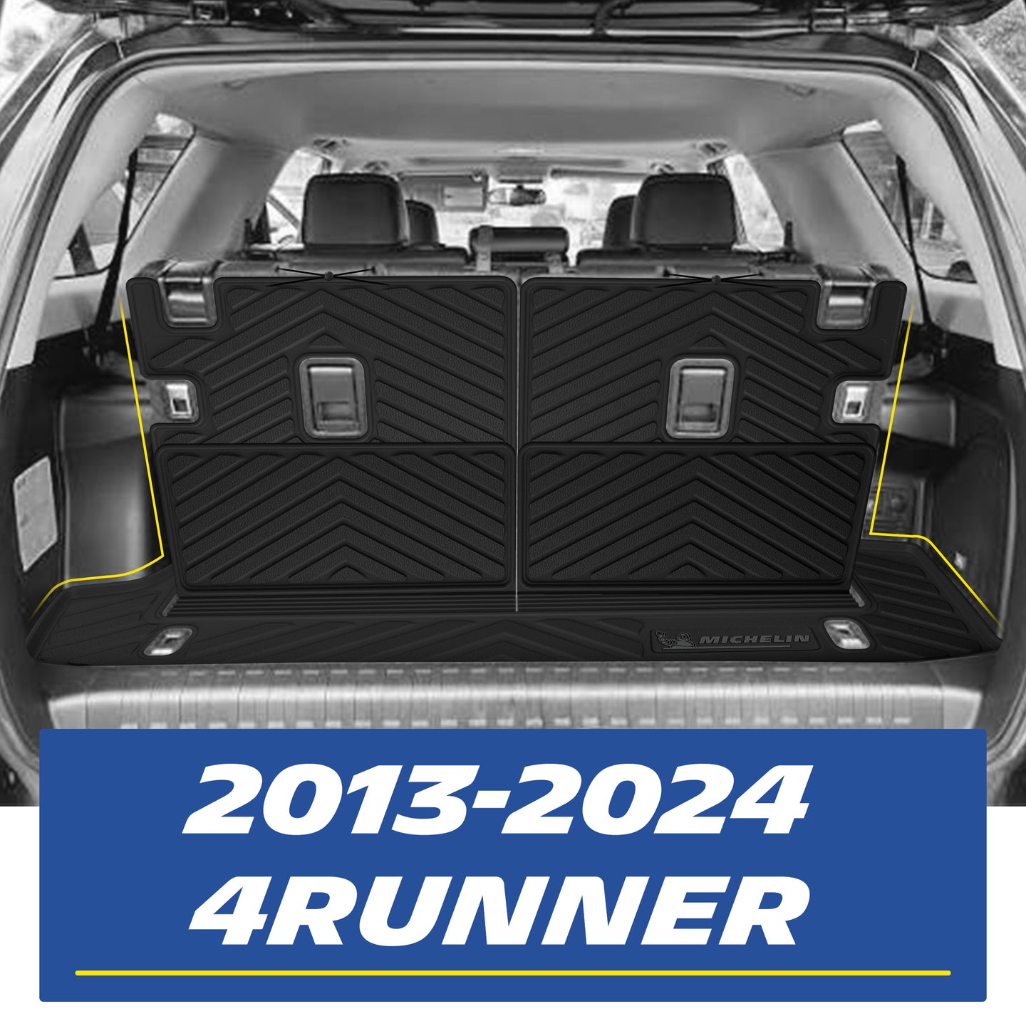Custom cargo mat & back seat liner installed effect for 2013-2024 Toyota 4Runner trunk