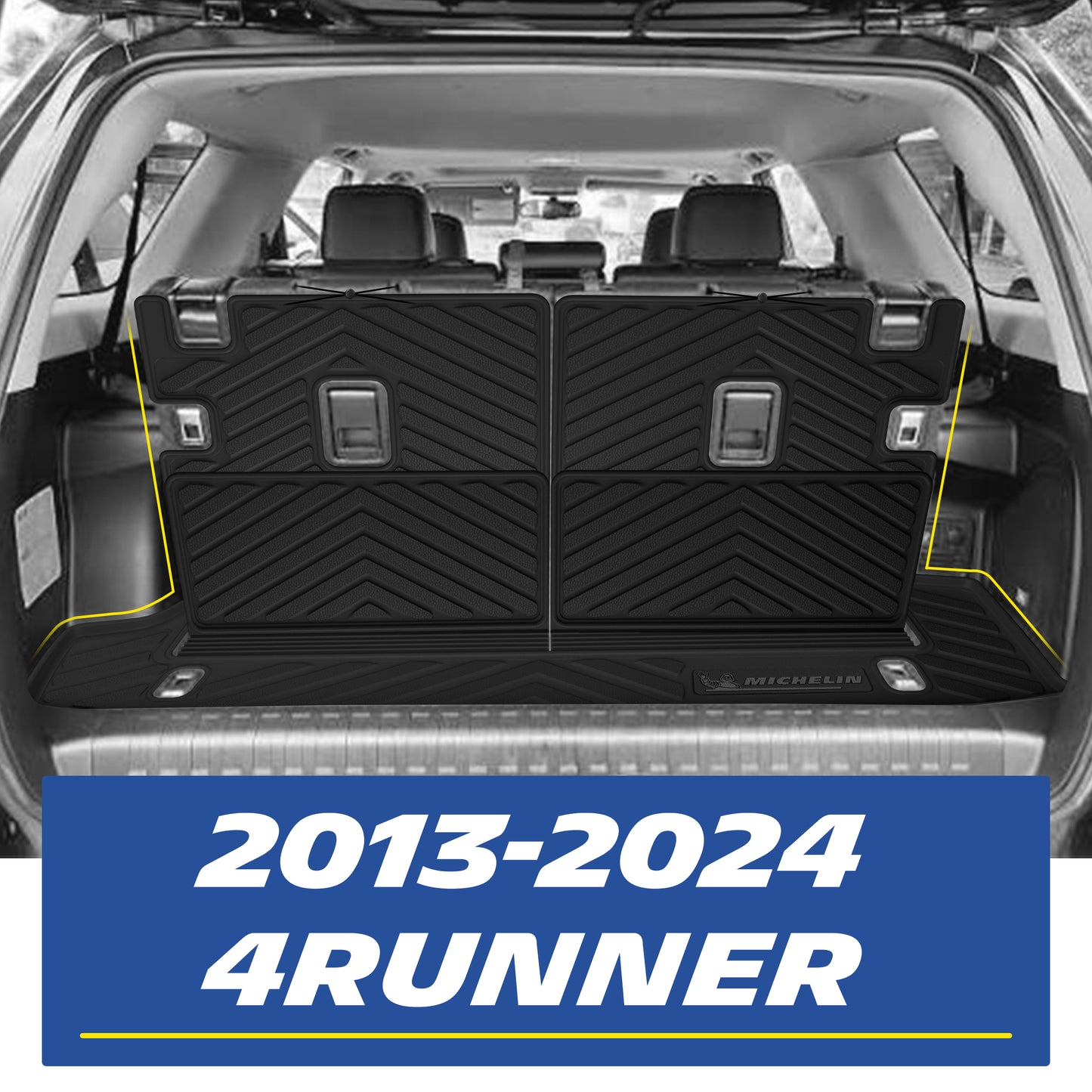 Custom cargo mat & back seat liner installed effect for 2013-2024 Toyota 4Runner trunk