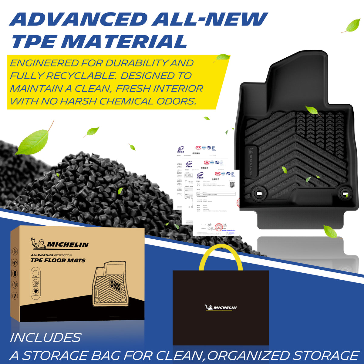 Michelin TPE all-weather floor mats, odor-free and recyclable