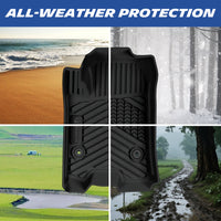 All-season car floor protection, ideal for beach, snow, muddy trails and wet road conditions.