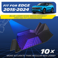 Michelin TPE all-weather floor mats, fits Ford Edge 2015-2024, engineered with blue laser scan measurement for precise fit, 10x more accurate than standard red laser, custom-fit guaranteed.