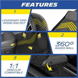 Michelin Premier Series Floor Mats + Trunk Mat for 2019-2025 RAV4, 4PCS, All-Weather Floor Liner + Trunk Mat, Custom Fit, Durable TPE, Non-Slip (Not Fit Hybrid or 2026)