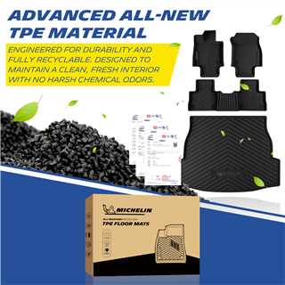 Michelin Premier Series Floor Mats + Trunk Mat for 2019-2025 RAV4, 4PCS, All-Weather Floor Liner + Trunk Mat, Custom Fit, Durable TPE, Non-Slip (Not Fit Hybrid or 2026)