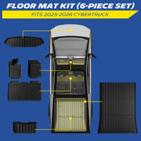 Michelin Premier Series Floor Mats & Truck Bed/Frunk/Rear Lower Mat for 2025-2026 Tesla Cybertruck (Bed with Corrugated Front Wall), 6PCS, All-Weather Truck Bed Liner, Custom Fit, Bedliner
