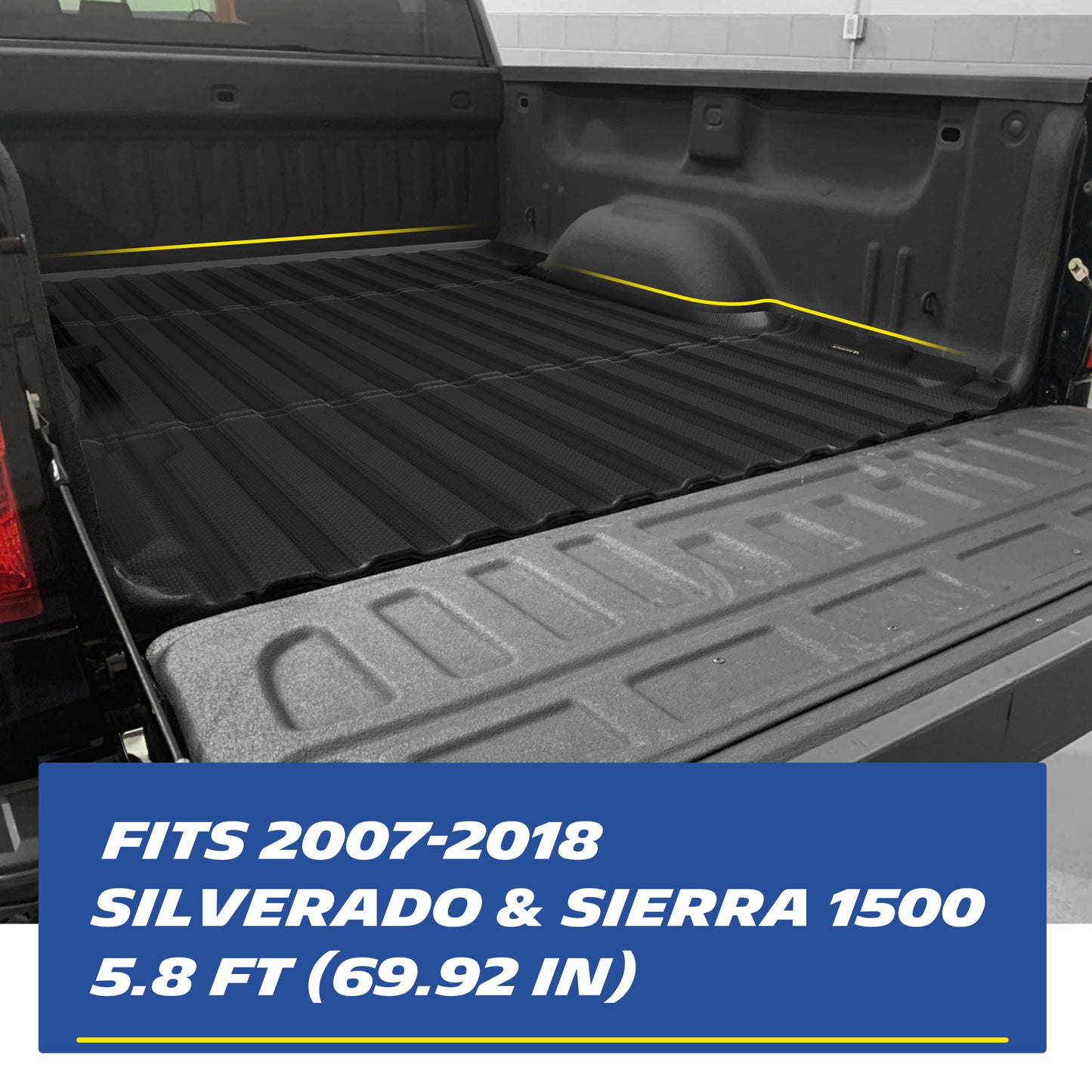 Michelin Truck Bed Mat for 2007-2018 Chevy Silverado/GMC Sierra 1500 5.8 FT, All-Weather Truck Bed Liner, Custom Fit, TPE, Bedliner