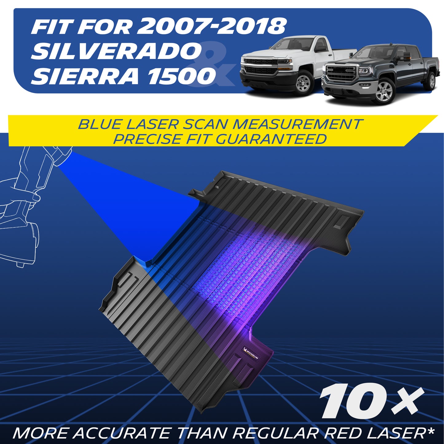Michelin Truck Bed Mat for 2007-2018 Chevy Silverado/GMC Sierra 1500 5.8 FT, All-Weather Truck Bed Liner, Custom Fit, TPE, Bedliner
