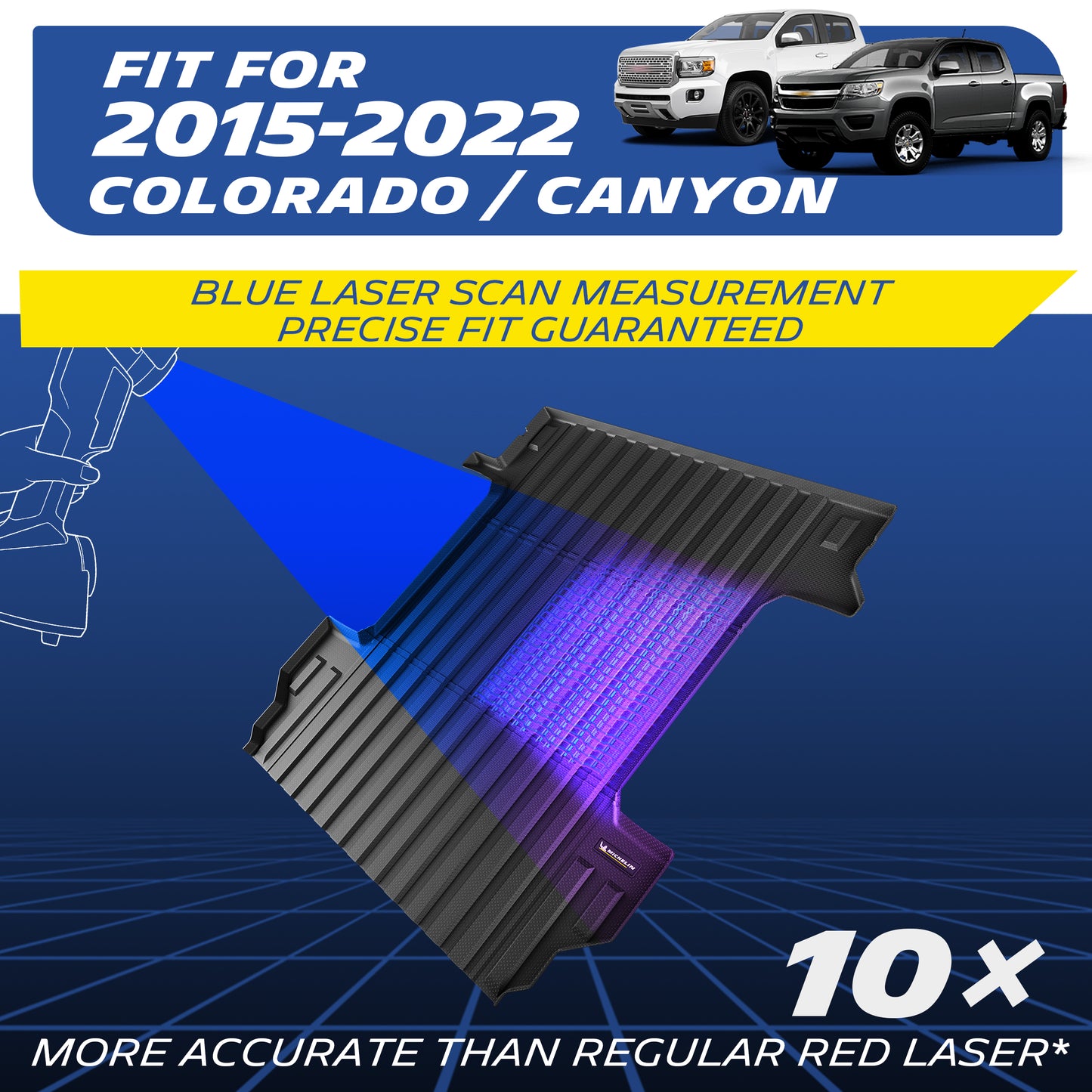Michelin Colorado Canyon 5FT 2015-2022 truck bed mat measured with blue laser scanning for precise fit