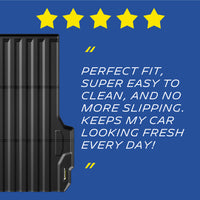 Michelin Colorado Canyon 5FT 2023-2026 truck bed mat with five star rating and customer quote on easy cleaning and non slip grip