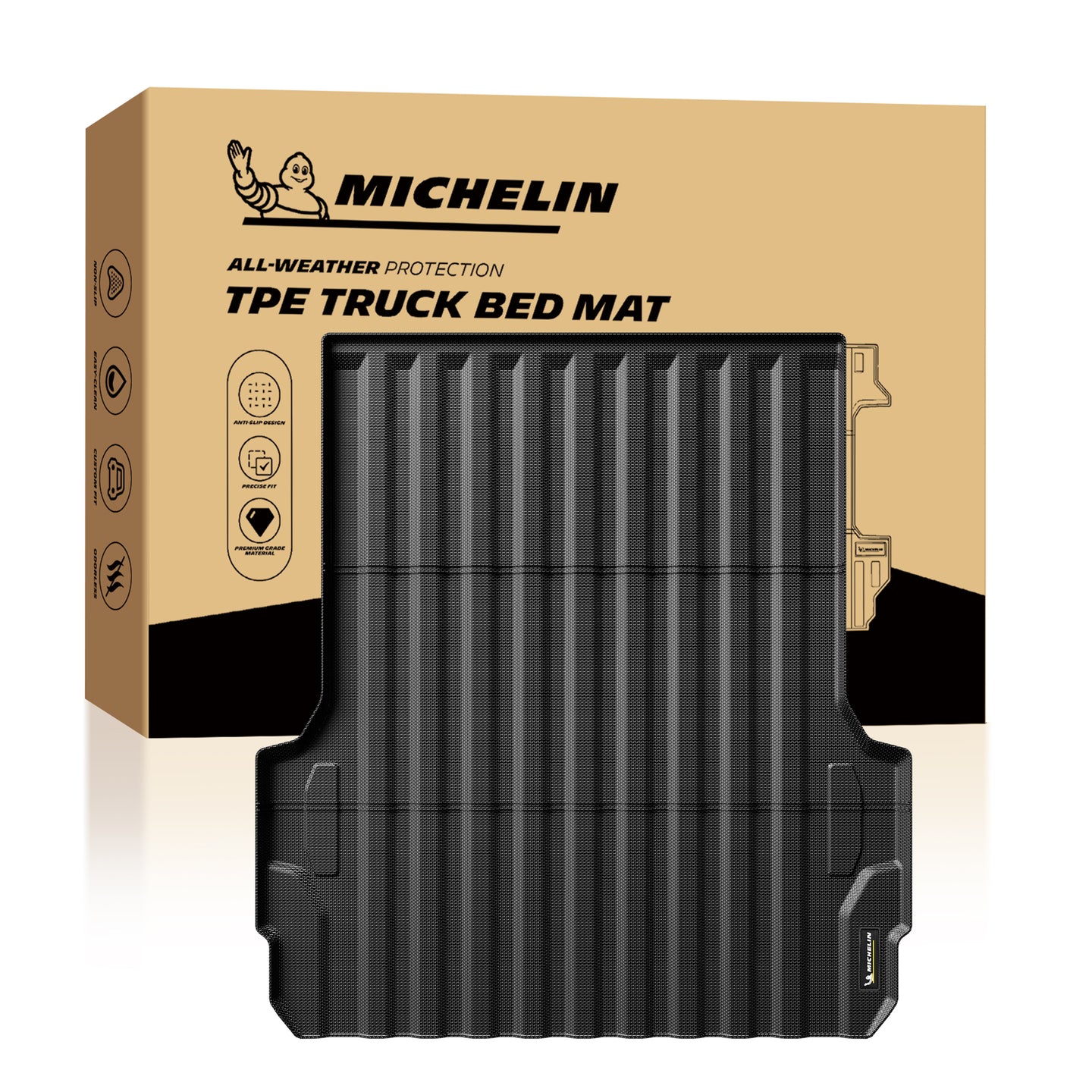 Michelin Colorado Canyon 5FT 2023-2026 truck bed mat displayed with branded packaging box and product layout