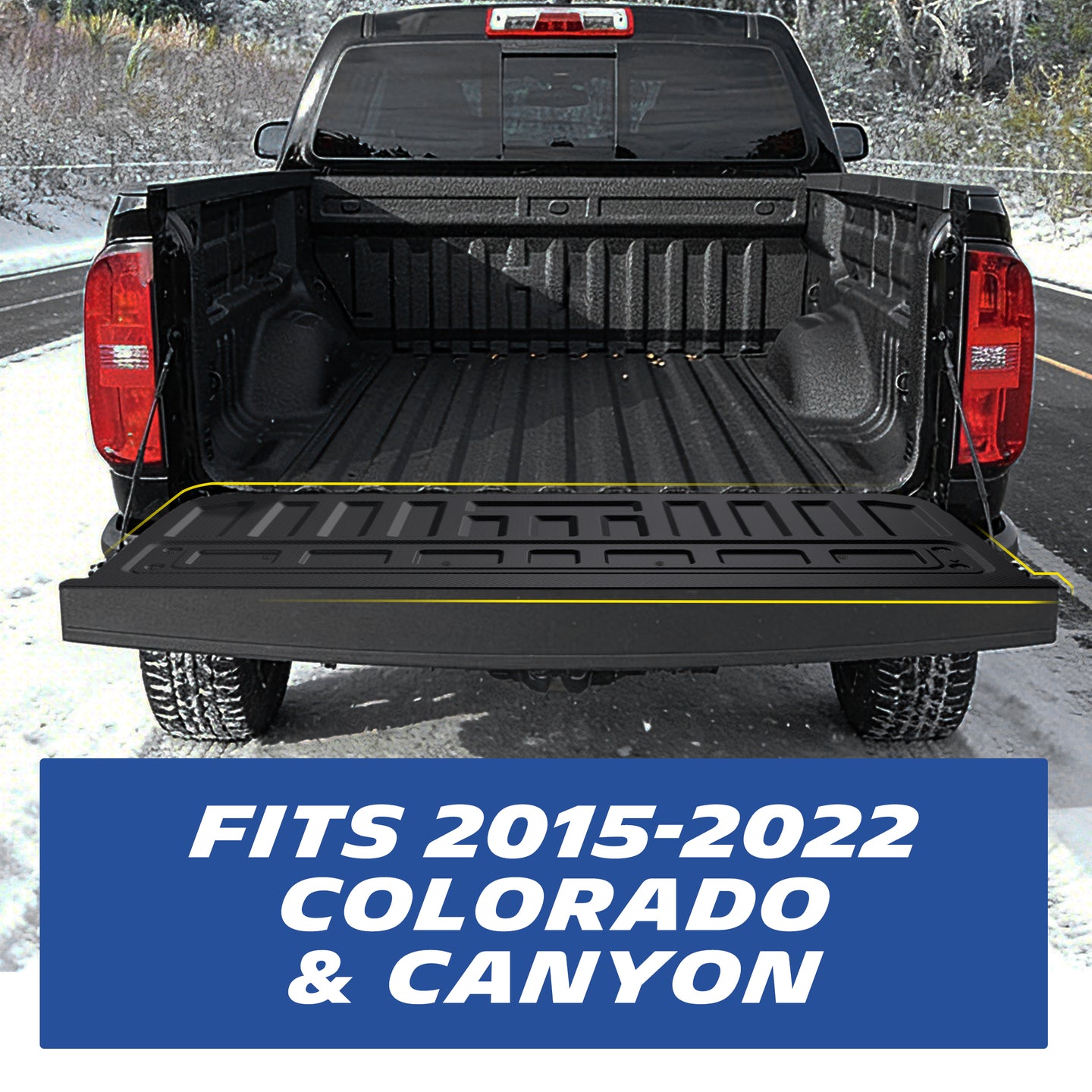 Michelin Colorado Canyon tailgate mat 2015–2022 installed on open truck tailgate in outdoor setting