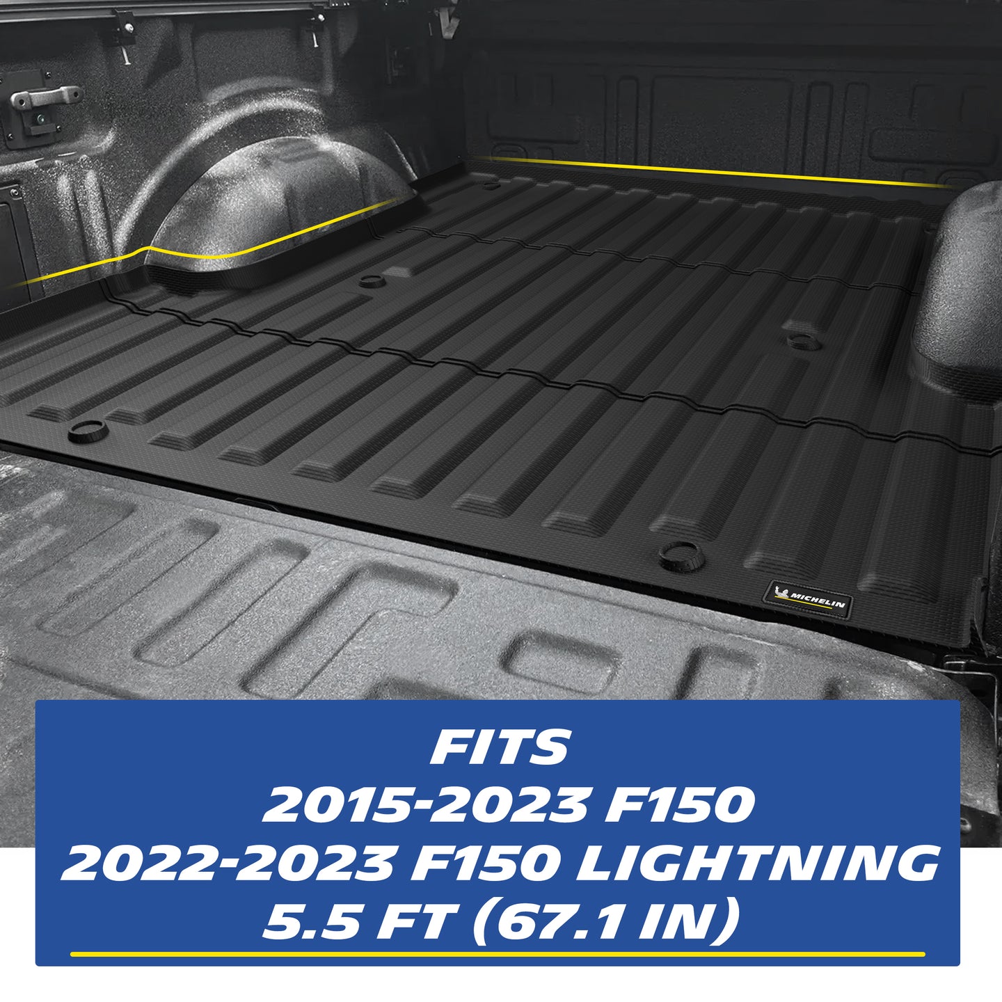 Michelin Ford F150 5.5FT 2015-2023 truck bed mat installed showing exact contour fit inside truck bed