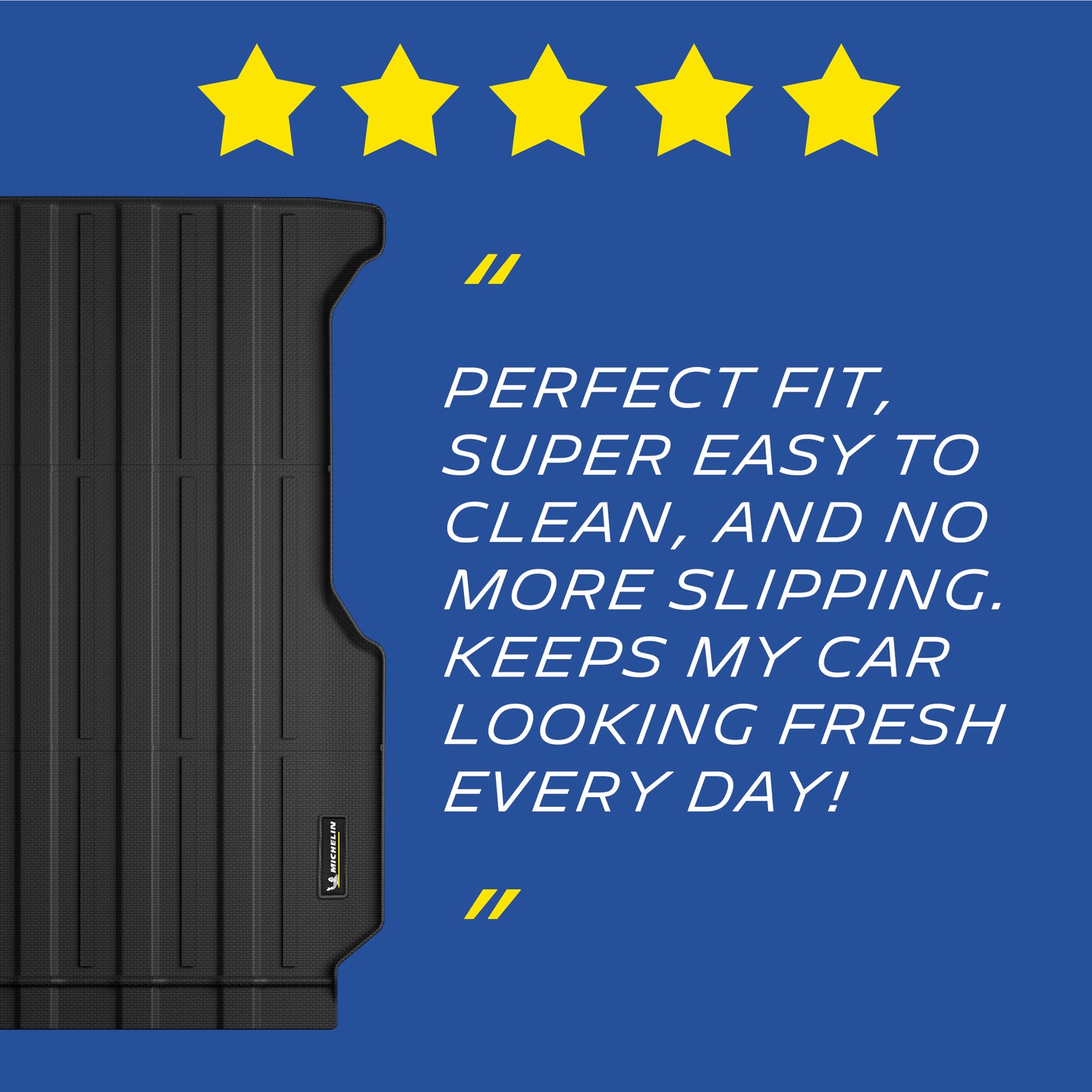 Michelin Ford F-150 tailgate protector 2021-2026 five star customer review graphic with product edge