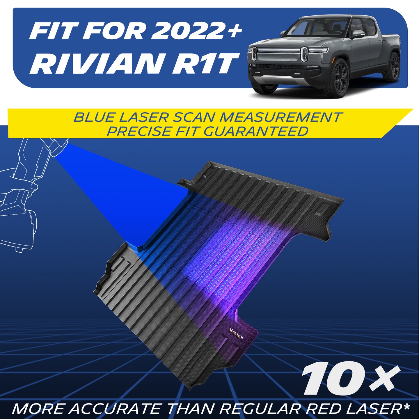 Michelin Ford F-150 tailgate protector 2021-2026 vehicle fitment graphic with truck image and laser scan effect