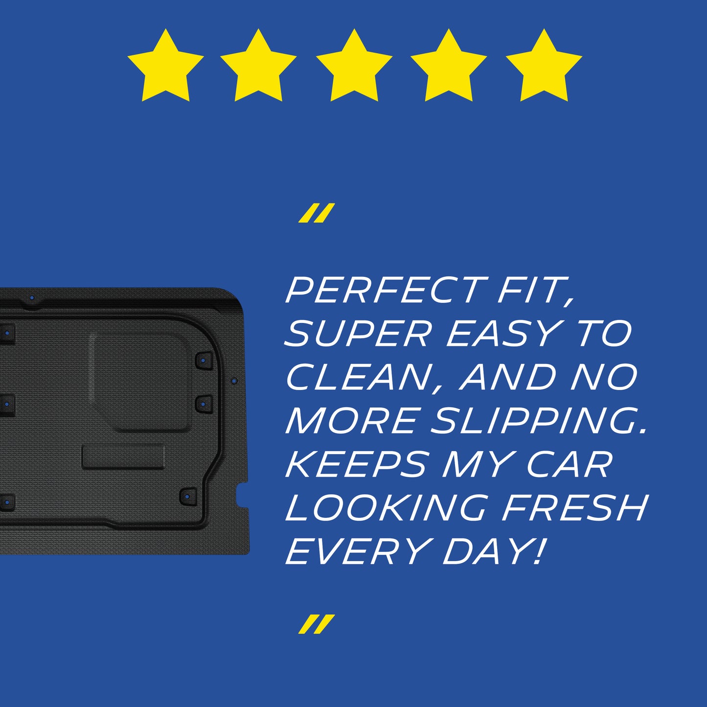 Michelin Ford F150 tailgate work surface 2021-2026 mat shown with five star rating and customer feedback text