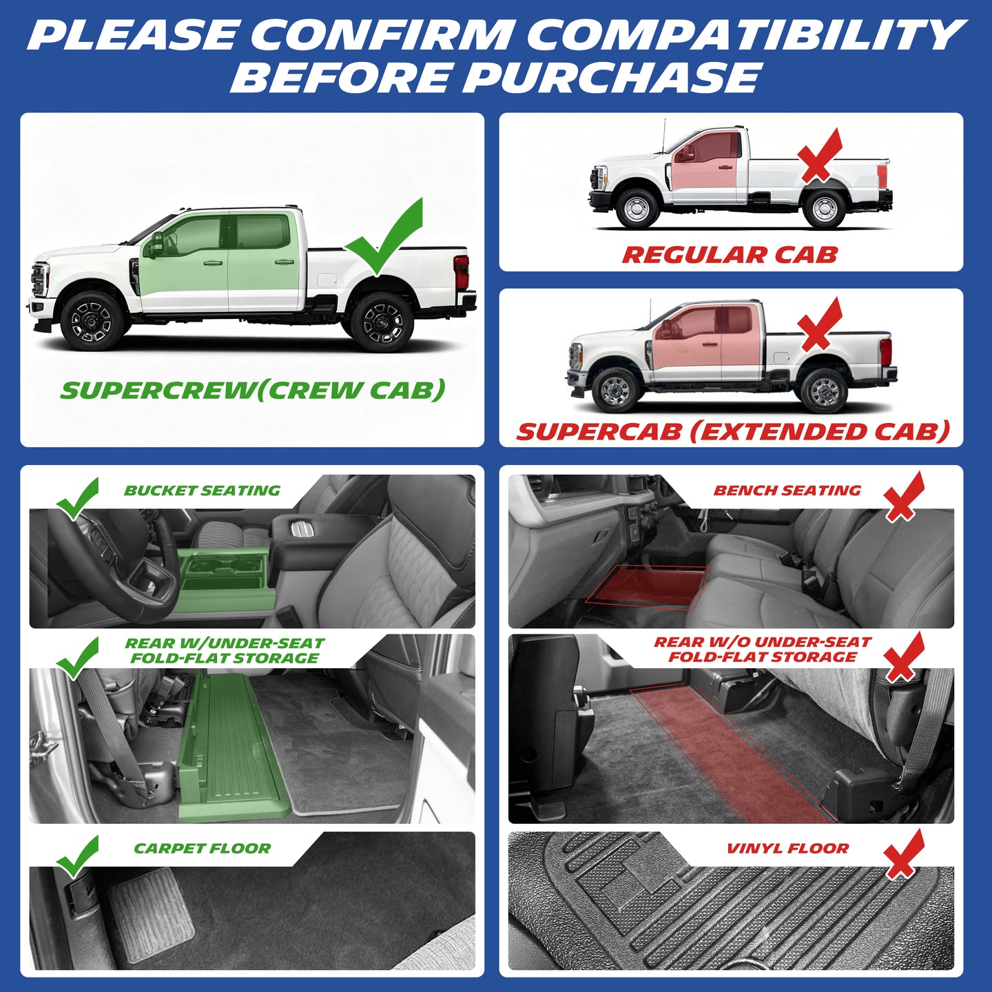 Michelin Ford F250 F350 F450 Crew Cab 2017–2026 fitment diagram