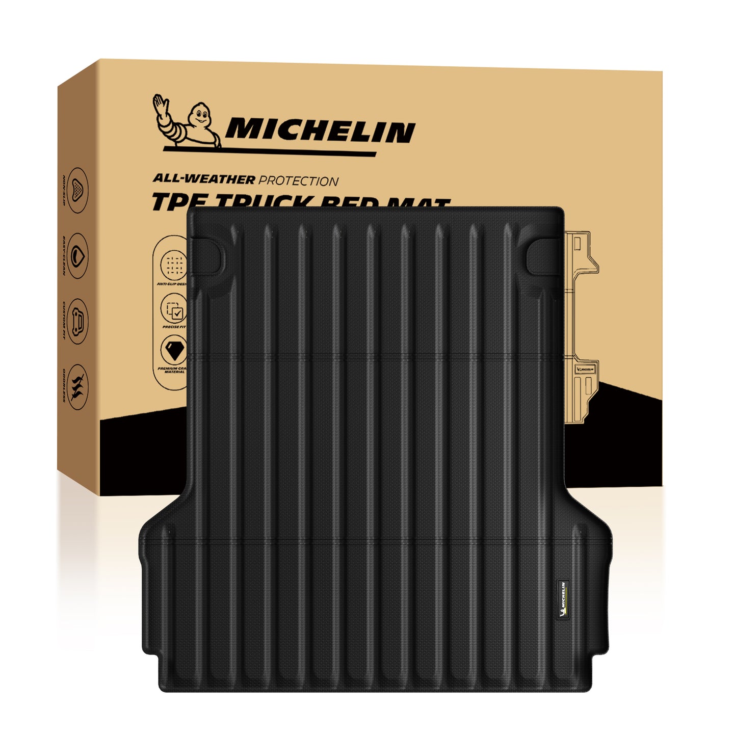Michelin Ford Maverick 4.5 FT 2022¨C2026 truck bed mat shown with retail packaging and molded liner