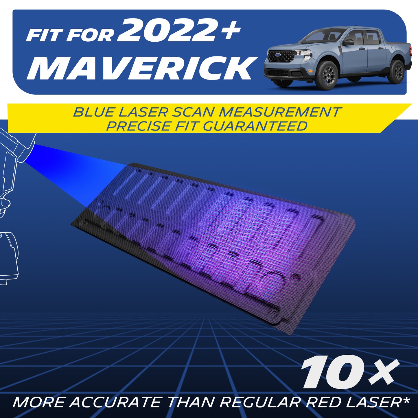 Michelin Ford Maverick 2022-2026 tailgate mat engineered with blue laser scan measurement for precise fit