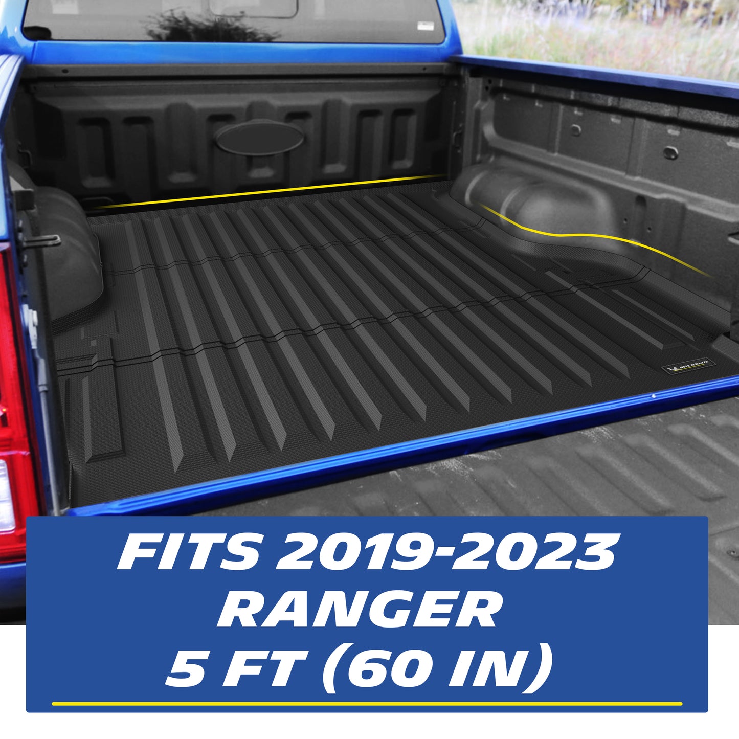 Michelin Ford Ranger 5FT Bed 2019-2023 truck bed mat installed in pickup bed showing precise fit and full coverage