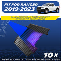 Michelin Ford Ranger 5FT Bed 2019-2023 truck bed mat with blue laser measurement illustration showing precise custom fit