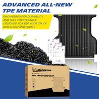 Michelin Ford Ranger 5FT Bed 2019-2023 truck bed mat made from TPE material with packaging box and recycled pellets display