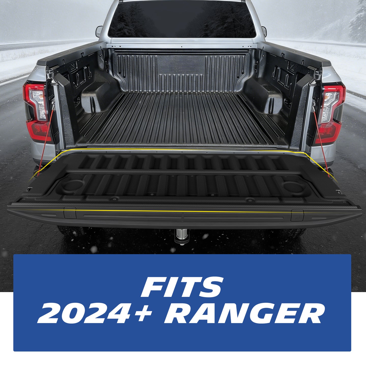 Michelin Ford Ranger 2024-2026 tailgate mat installed on open truck tailgate showing full coverage and edge protection