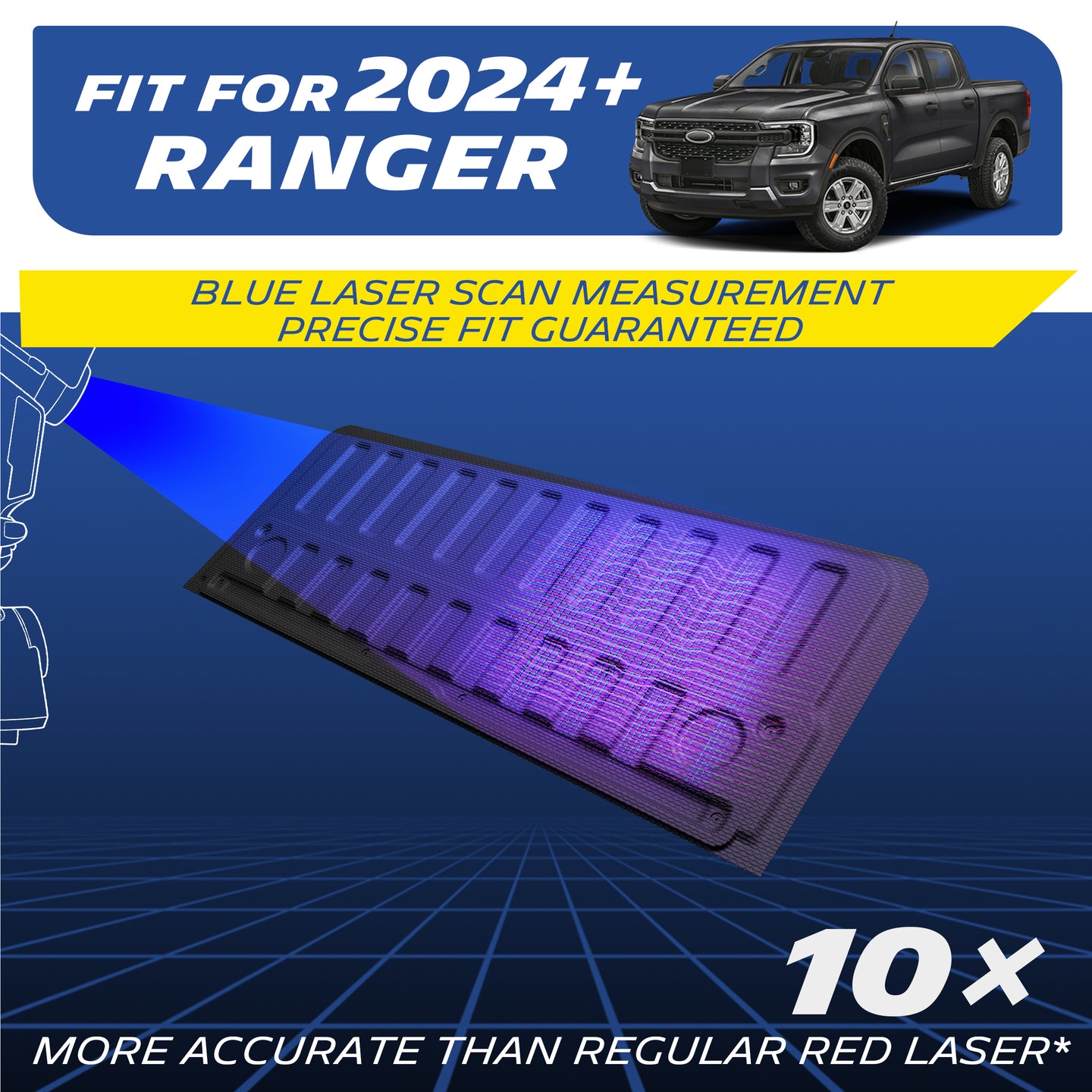 Michelin Ford Ranger 2024-2026 tailgate mat designed using blue laser scan measurement for accurate custom fit