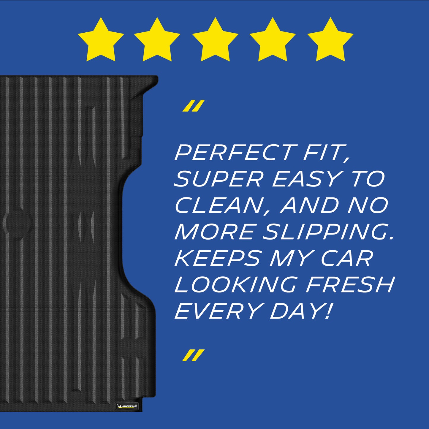 Michelin Ford Super Duty 6.75 FT 1999¨C2016 bed mat with five star rating and anti-slip texture detail