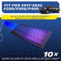 Michelin Ford Super Duty F250 F350 F450 2017-2022 tailgate mat blue laser scan measurement precision fit illustration