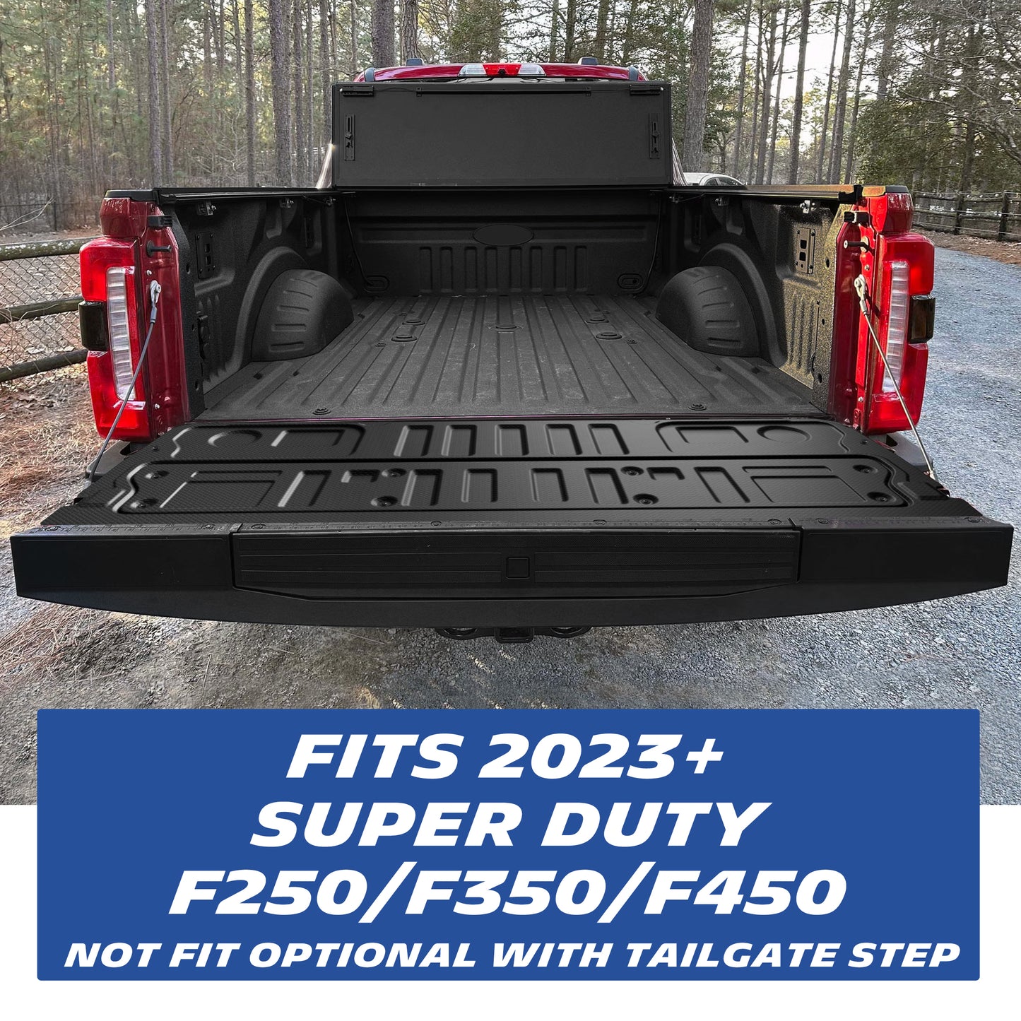 Michelin Ford Super Duty F250 F350 F450 2023-2026 tailgate mat installed on truck tailgate with open bed view