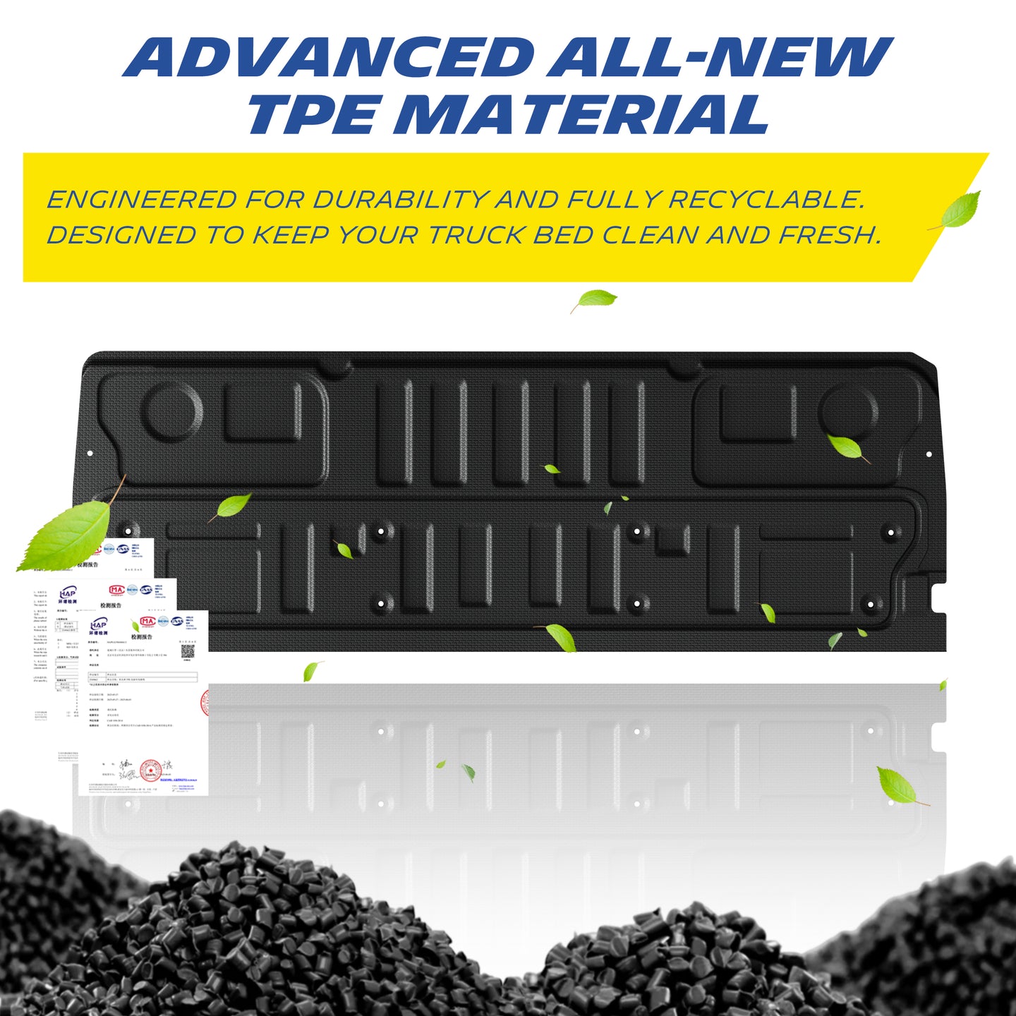 Michelin Ford Super Duty F250 F350 F450 2023-2026 tailgate mat TPE material with recyclable pellets and leaves