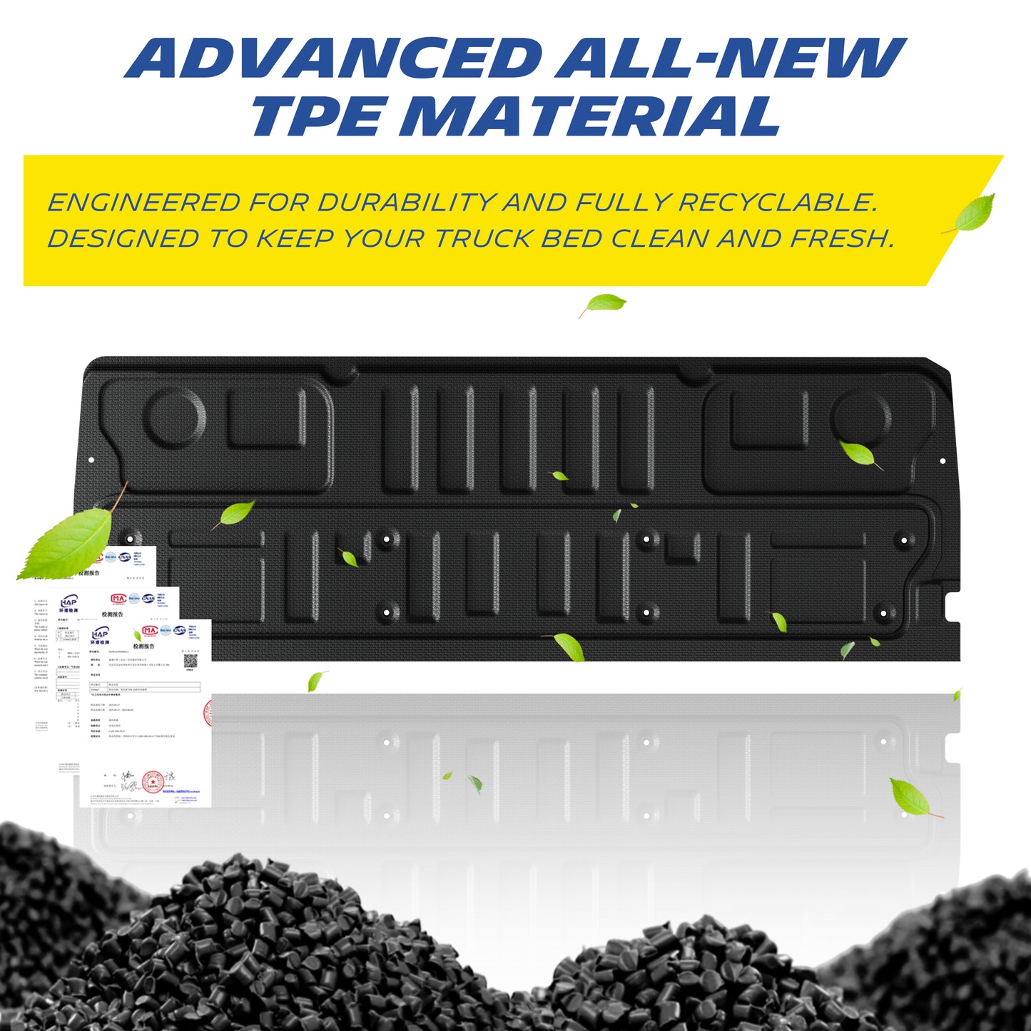Michelin Ford Super Duty F250 F350 F450 2023-2026 tailgate mat TPE material with recyclable pellets and leaves