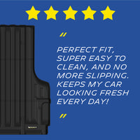 Michelin Nissan Frontier 5 FT 2005-2021 truck bed mat with five star rating and customer quote layout
